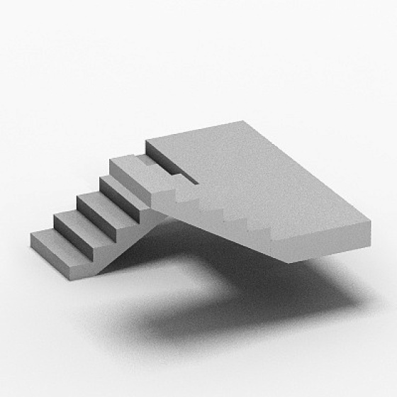 Earth Color Staircase 3D Model for Open Spaces