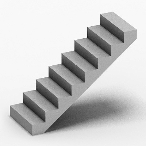 Gray Single Run Staircase 3D Model for Modern Homes